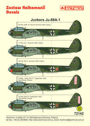 Techmod 72142 1:72  Junkers Ju-88A-1