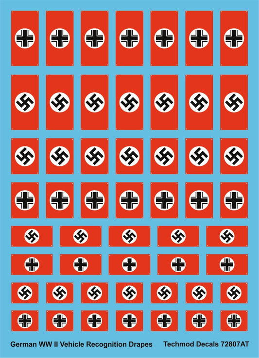 Techmod 72807 1:72 German WWII vehicle recognition flags. Single sided with mounting grommet in each corner