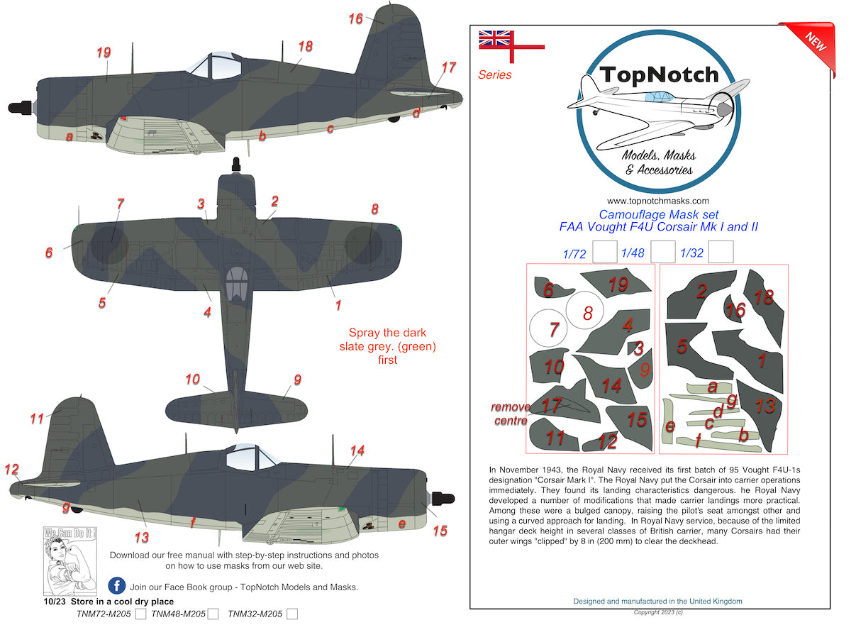 TopNotch TNM72-M205 1:72 F4U-1 Corsair Mk.I/Mk.II Royal Navy/FAA Camouflage pattern