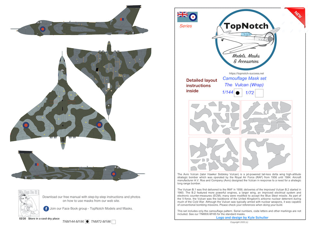 TopNotch TNM144-M186 1:144 Avro Vulcan B.2 wrap around upper and lower surfaces