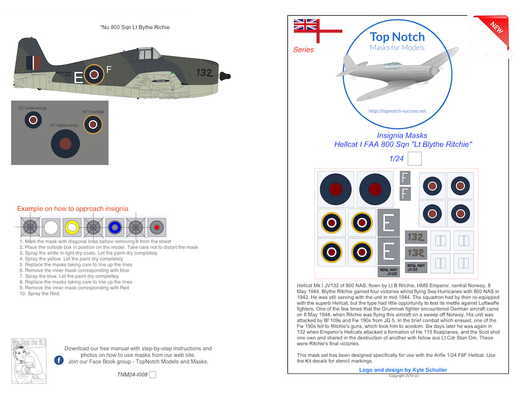 TopNotch TNM24-I008 1:24 Grumman Hellcat I FAA 800 Sqn 'Lt Blythe Ritchie'