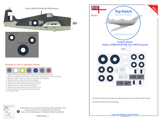 TopNotch TNM24-I009 1:24 Grumman Hellcat JX688 8H-B 896 Sqn H.M.S. Empress