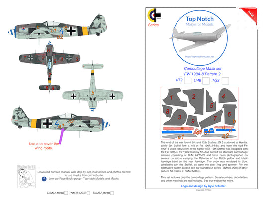 TopNotch TNM24-M005 1:24 Focke-Wulf Fw-190A-8 series camouflage pattern paint masks pattern 2
