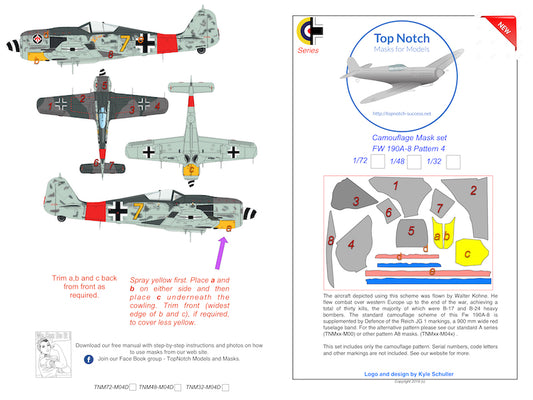 TopNotch TNM24-M007 1:24 Focke-Wulf Fw-190A-8 series camouflage pattern paint masks pattern 4