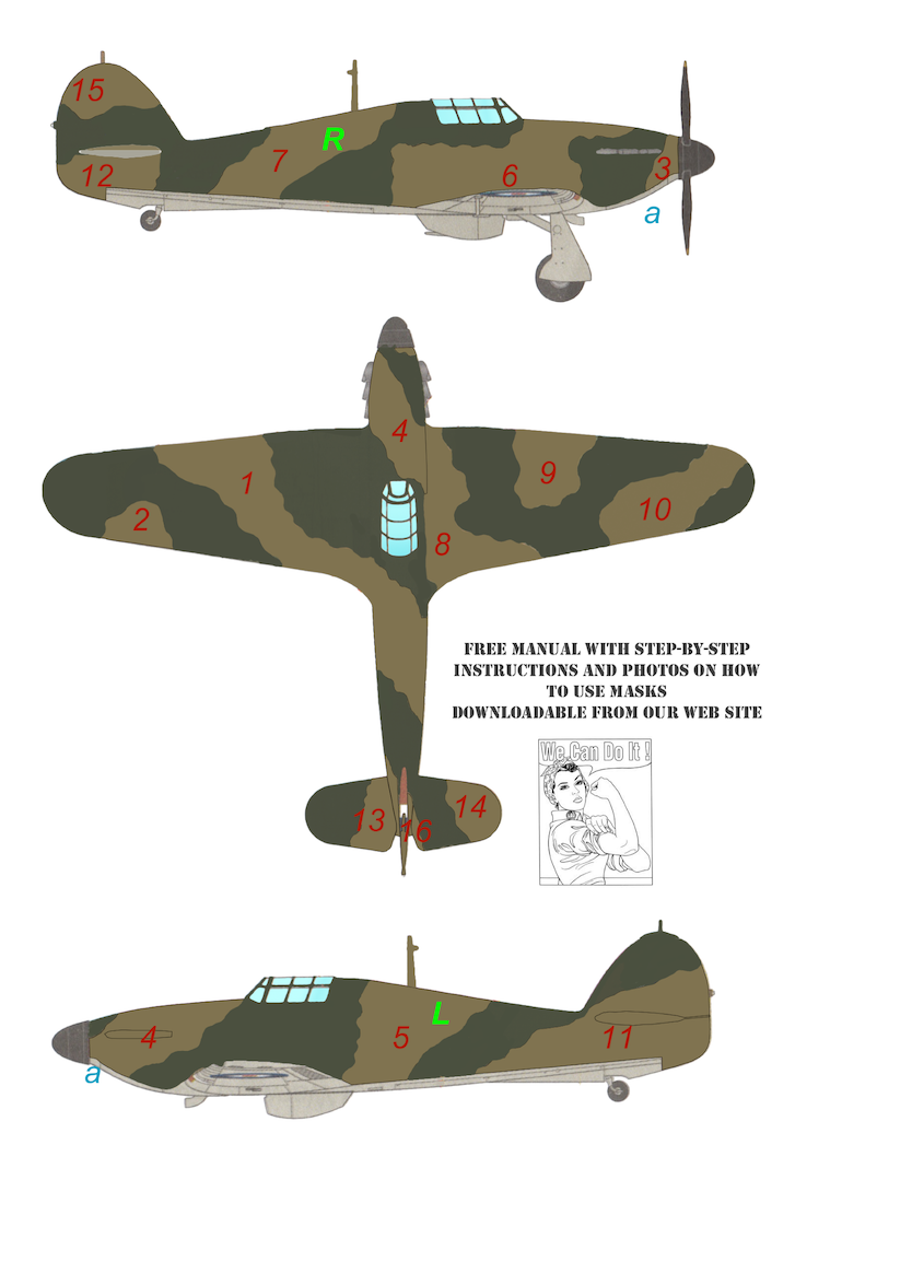 TopNotch TNM24-M010 1:24 Hawker Hurricane Mk.I Pattern A camouflage pattern paint masks