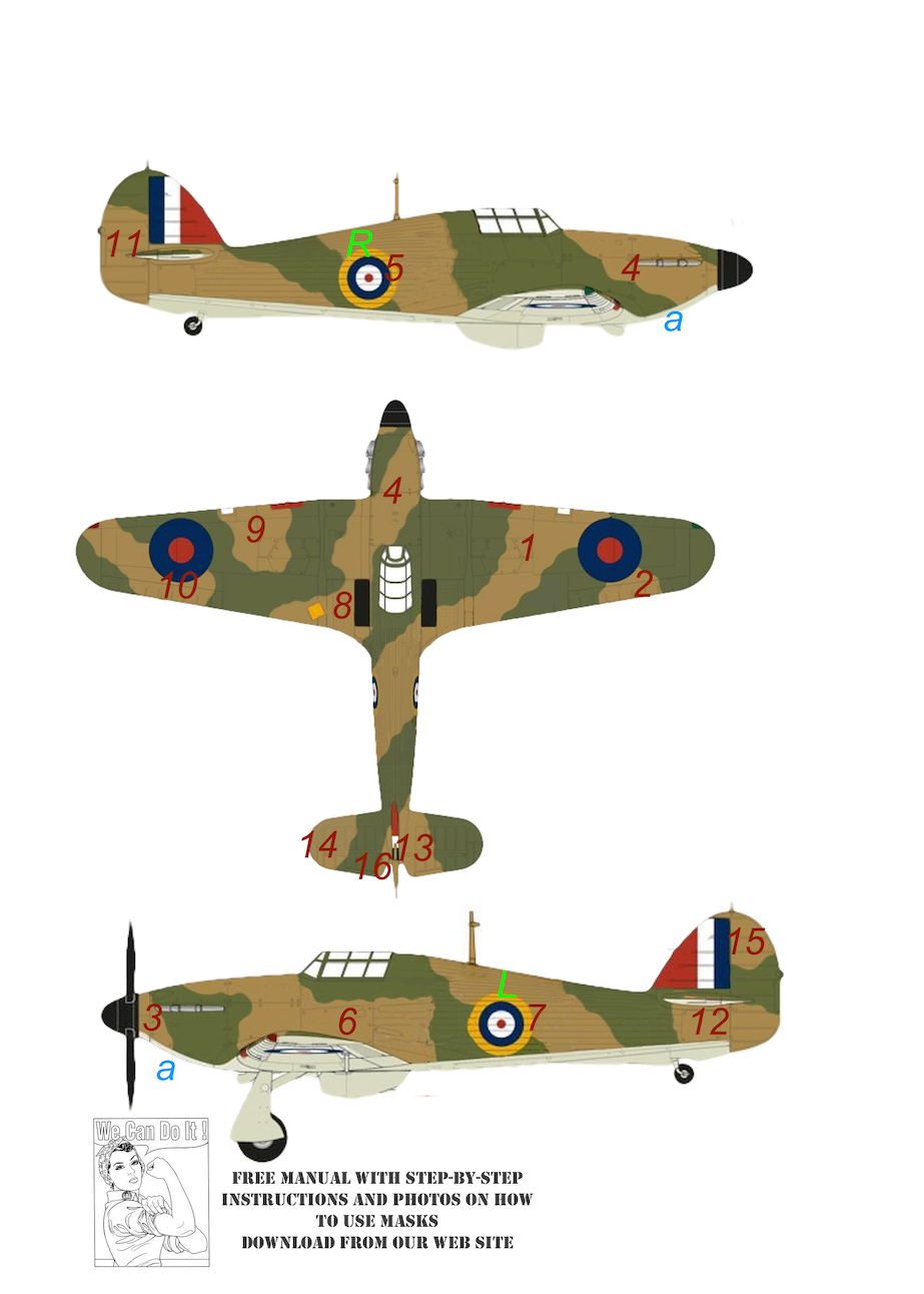 TopNotch TNM24-M011 1:24 Hawker Hurricane Mk.I Pattern B camouflage pattern paint masks
