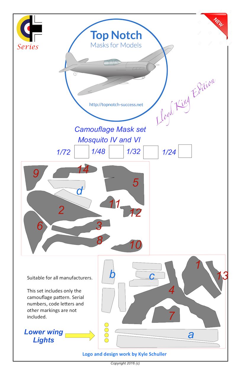 TopNotch TNM24-M030 1:24 Mosquito FB Mk.VI and NF.II / FB Mk.VI camouflage pattern paint mask
