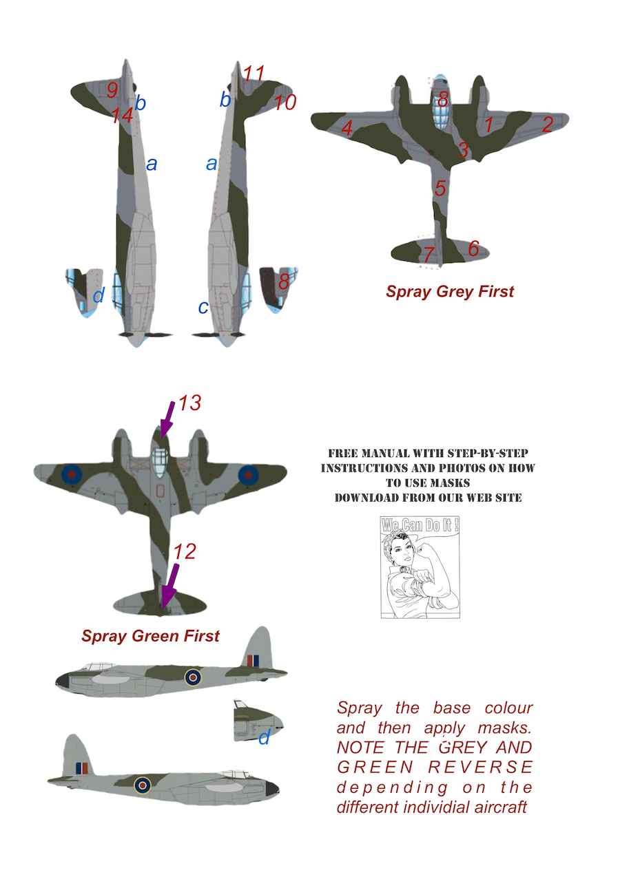 TopNotch TNM24-M030 1:24 Mosquito FB Mk.VI and NF.II / FB Mk.VI camouflage pattern paint mask