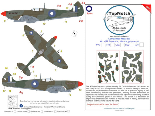 TopNotch TNM24-M148 1:24 Supermarine Spitfire Mk.VIII Grey Nurse