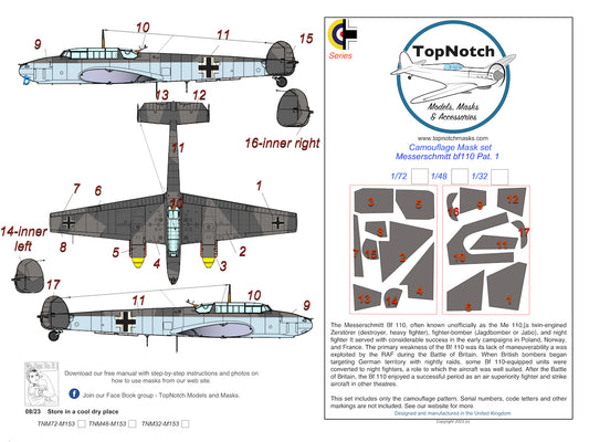 TopNotch TNM32-M153 1:32 Messerschmitt Bf-110 pattern 1