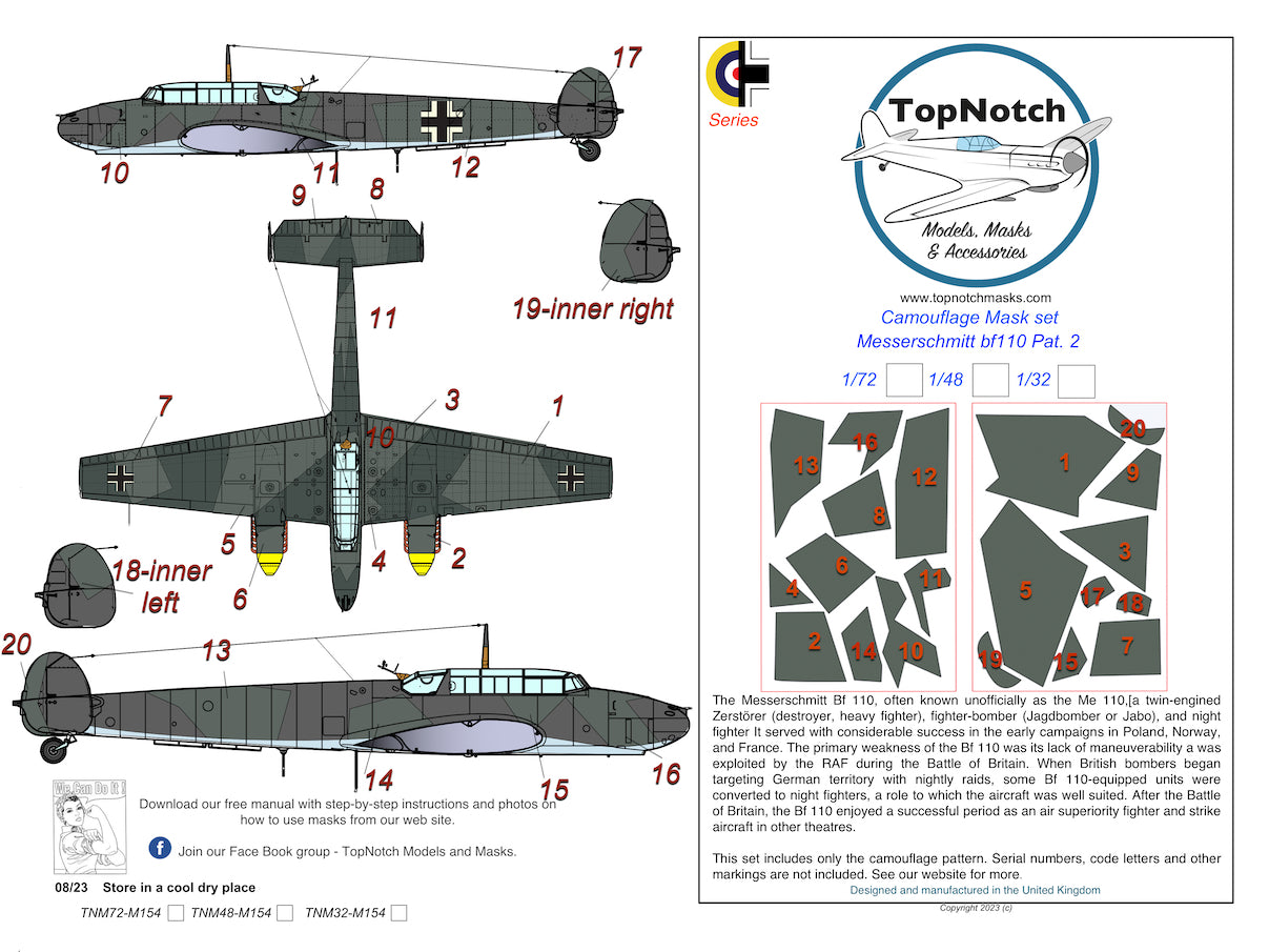 TopNotch TNM32-M155 1:32 Messerschmitt Bf-110 pattern 3