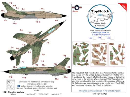 TopNotch TNM32-M238 1:32 Republic F-105D Thunderchief camouflage pattern paint mask