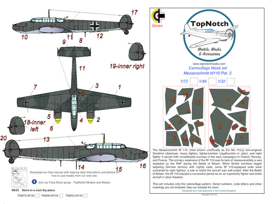 TopNotch TNM72-M154 1:72 Messerschmitt Bf-110 pattern 2