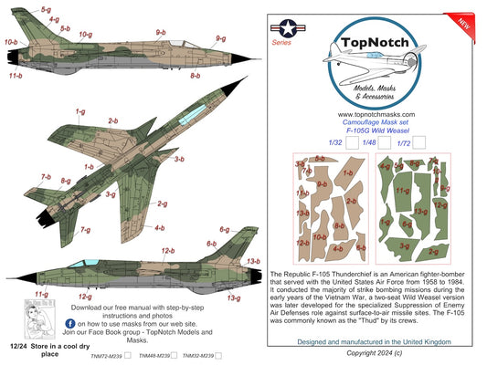 TopNotch 72-M239 1:72 Republic F-105G Thunderchief camouflage pattern paint mask