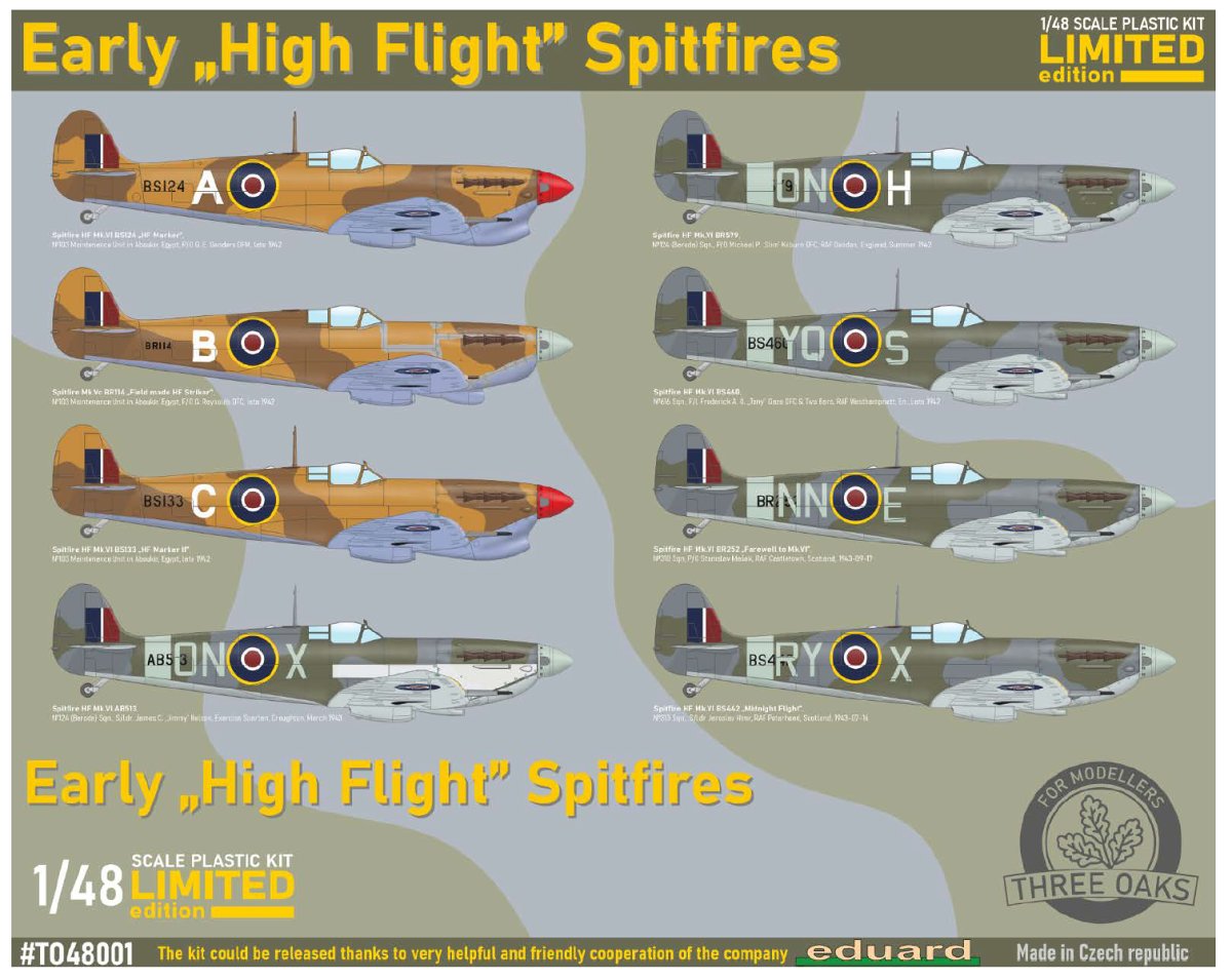 THREE OAKS TO48001 1:48 Supermarine Spitfire Mk.VI Early 'High Flight' Spitfires.