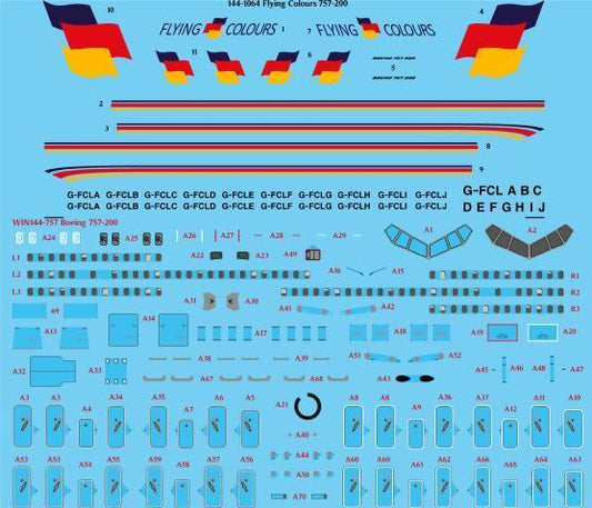 26 Decals 144-1064 1:144 Flying Colours 757-200 laser decal with screen print details - for Zvezda kit