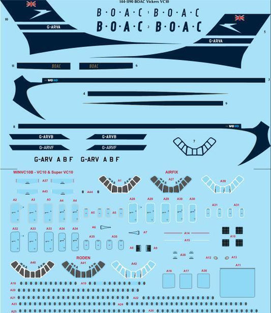 26 Decals TS144-1190 1:144 BOAC Delivery Vickers VC10 laser decal