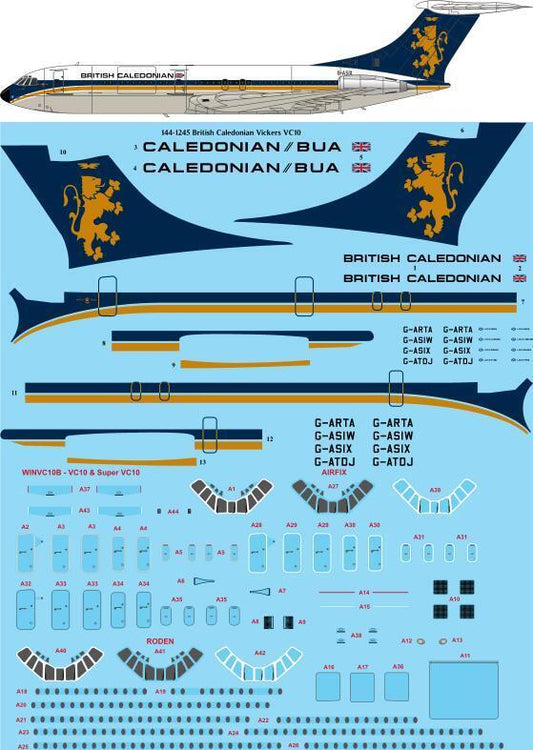 26 Decals TS144-1245 1:144 British Caledonian / Caledonian BUA Vickers VC-10 laser decal