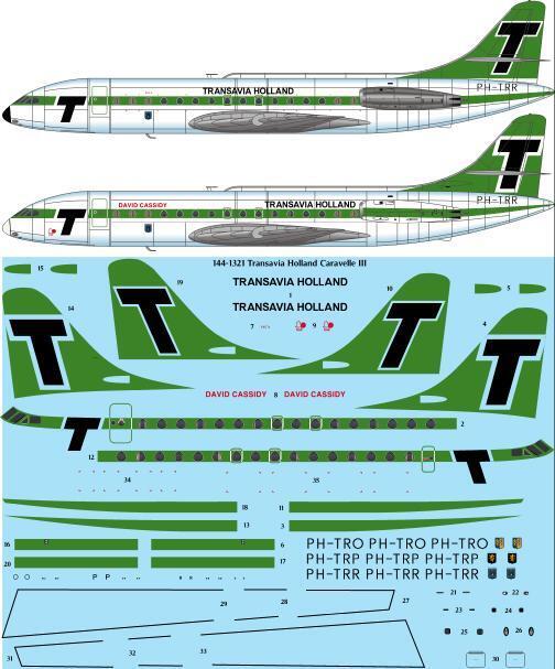 26 Decals TS144-1321 1:144 Transavia Holland Caravelle III laser decal - for A-Model kit
