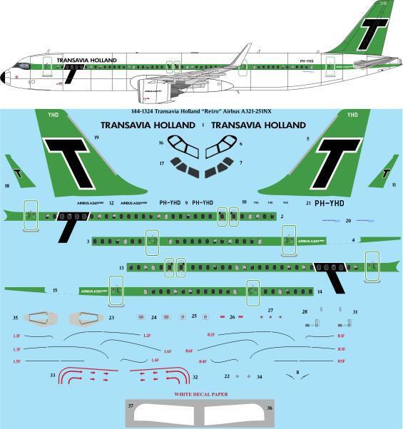 26 Decals TS144-1324 1:144 Transavia Holland 'Retro' Airbus A321-251NX Neo Laser Decal - for Revell kit