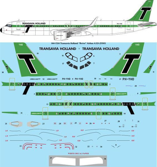 26 Decals TS144-1324 1:144 Transavia Holland 'Retro' Airbus A321-251NX Neo Laser Decal - for Revell kit