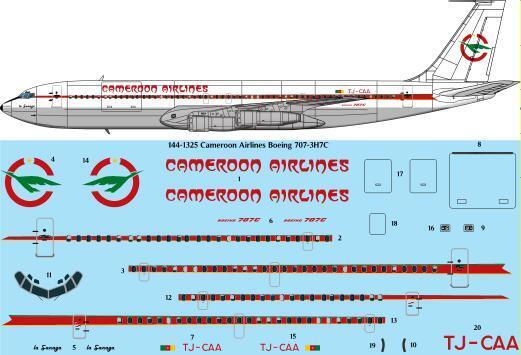 26 Decals TS144-1325 1:144 Cameroon Airlines Boeing 707-3H7C