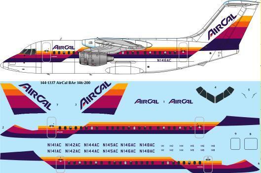26 Decals 144-1337 1:144 AirCal BAe 146-200 laser decal