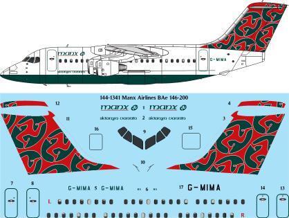 26 Decals 144-1341 1:144 Manx Airlines BAe 146-200 laser decal