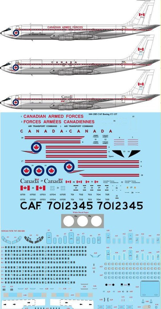 26 Decals TS144-1385 1:144 CAF Boeing CC137 (Boeing 707-347C) laser decal