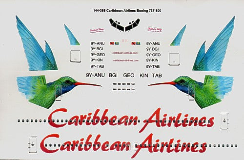 26 Decals TS144398 1:144 Boeing 737-800 Caribbean Airlines 9Y-ANU etc.