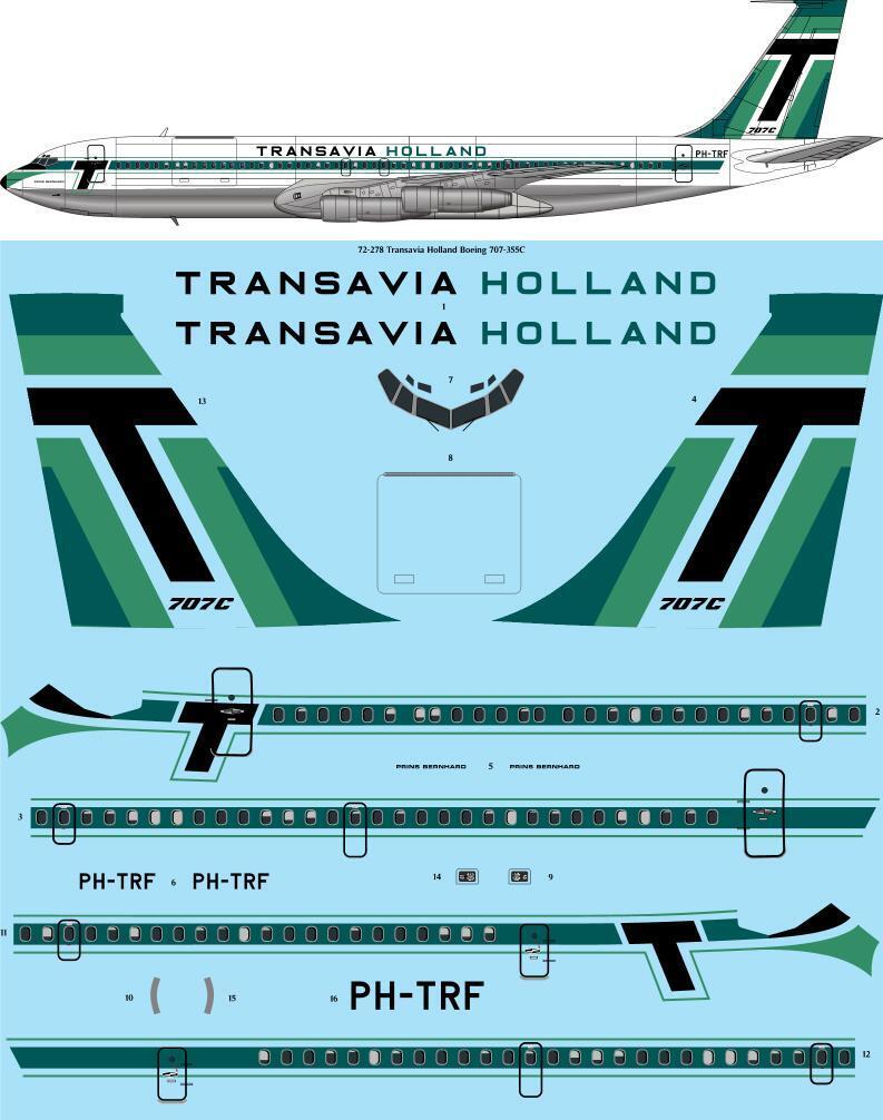 26 Decals TS72278 1:72 Transavia Holland Boeing 707-355C Laser decal