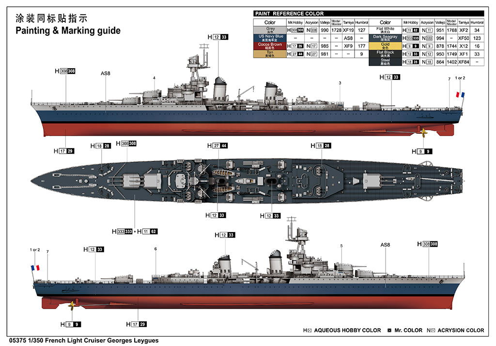 Trumpeter 05375 1:350 Georges Leygues French Light Cruiser