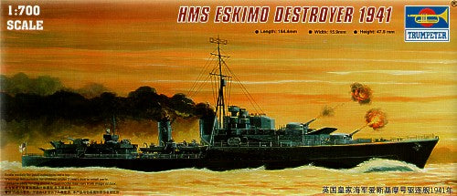 Trumpeter 05757 1:700 H.M.S. Eskimo (F75) Tribal Class Destroyer 1941