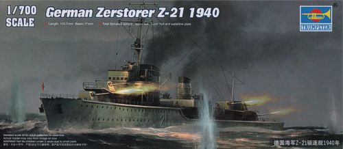 Trumpeter 05792 1:700 German Zerstorer Z-21 1940