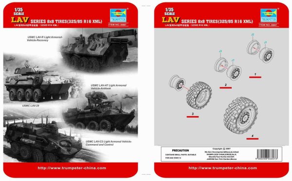 Trumpeter 06607 1:35 USMC LAV Series 8x8 Tyres 325/85/ R16 XML