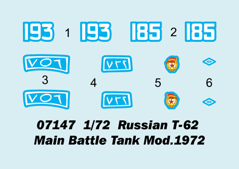 Trumpeter 07147 1:72 T-62 Main Battle Tank Model 1972