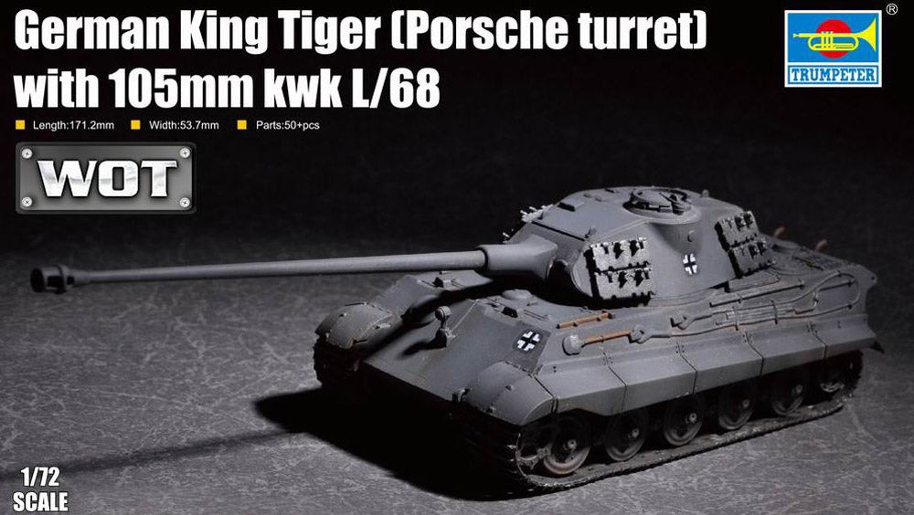 Trumpeter 07161 1:72 Pz.Kpfw.VI King Tiger (Porsche Turret) 105mm kwk L/68 German Sd.Kfz.182