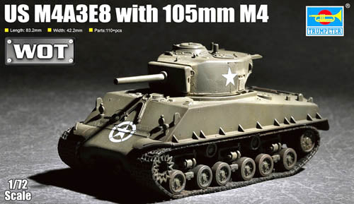 Trumpeter 07168 1:72 M4A3E8 Sherman 105mm