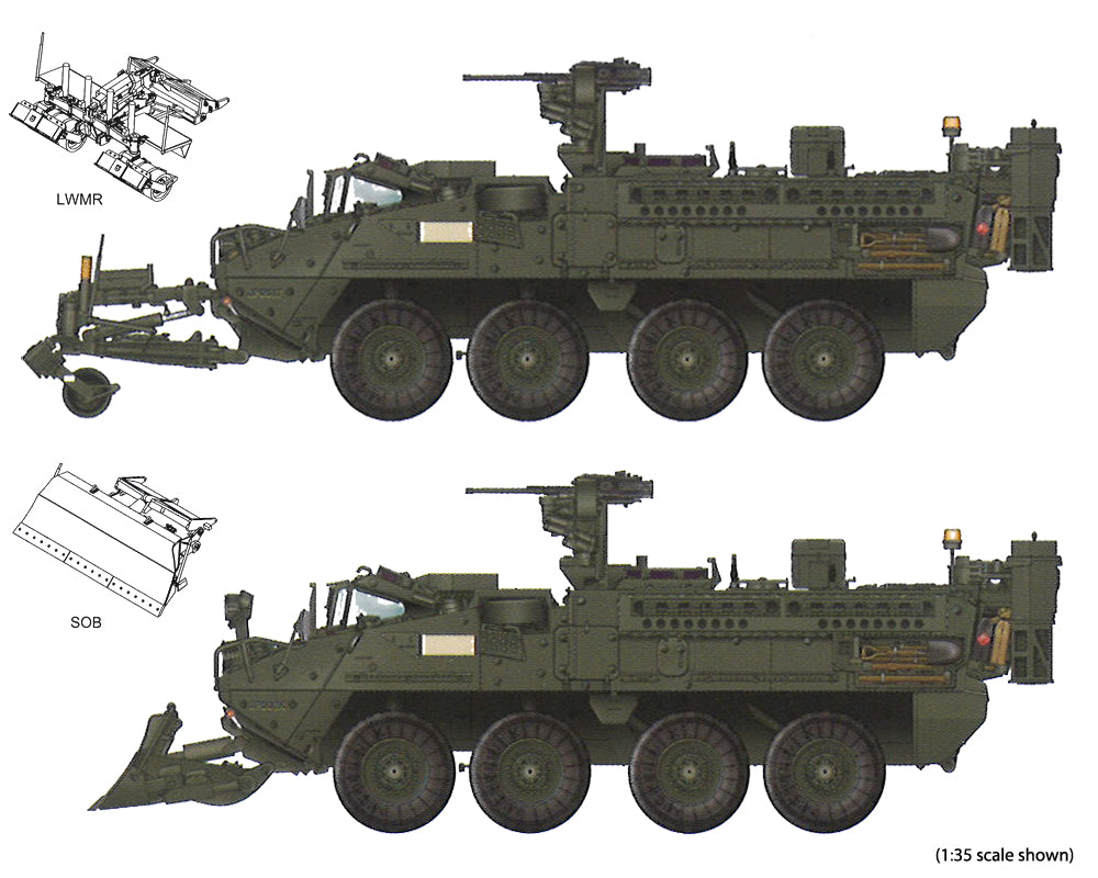 Trumpeter 07456 1:72 US M1132 Stryker Engineer Squad Vehicle with Straight Obstacle Blade