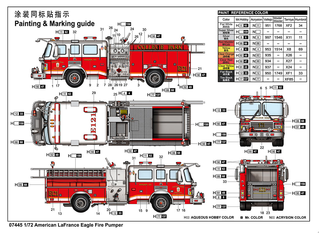 Trumpeter 07445 1:72 American La France Eagle Fire Pumper