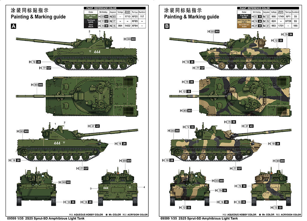 Trumpeter 09599 1:35 Russian Amphibious Light Tank 2S25 Sprut-SD