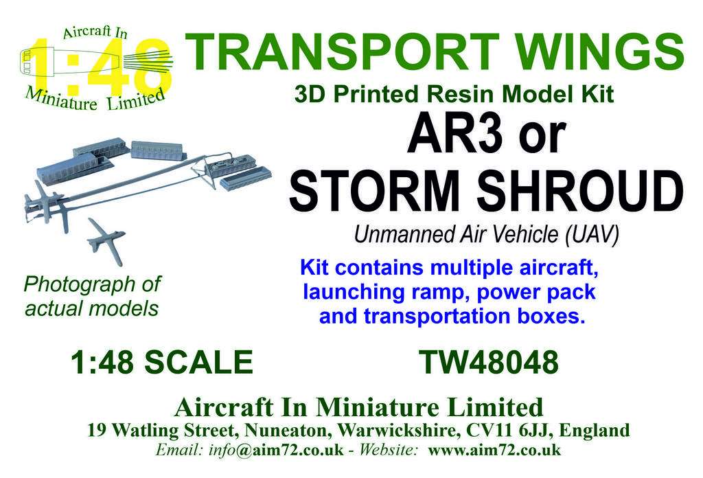 AIM - Transport Wings TW48048 1:48 AR3 or Storm Shroud Unmanned Air Vehicle (UAV).