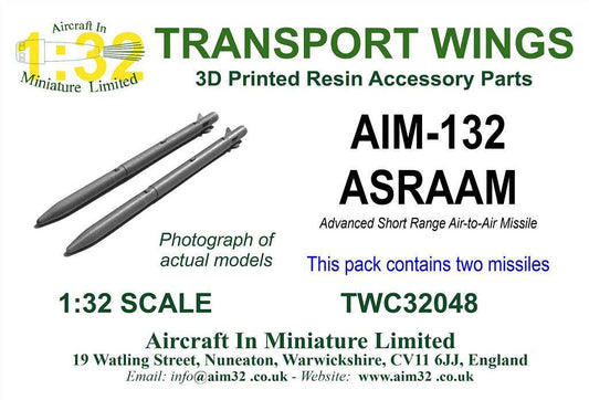 AIM - Transport Wings TWC32048 1:32 AIM - 132 ASRAAM Advanced Short Range Air to Air Missile - 2 Pack