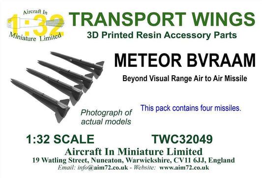 AIM - Transport Wings TWC32049 1:32 METEOR BVRAAM Beyond Visual Range Air to Air Missile - 4 Missiles