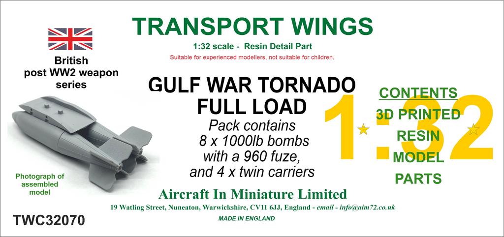 AIM - Transport Wings TWC32070 1:32 Gulf War Panavia Tornado Full Load (8 bombs & 4 carriers)