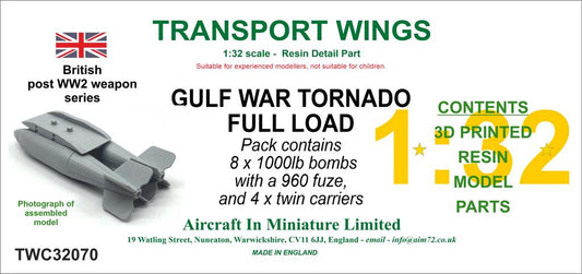 AIM - Transport Wings TWC32070 1:32 Gulf War Panavia Tornado Full Load (8 bombs & 4 carriers)