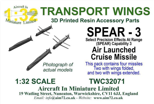 AIM - Transport Wings TWC32071 1:32 SPEAR - 3Select Precision Effects at Range (SPEAR) Capability 3 Air Launched Cruise Missile