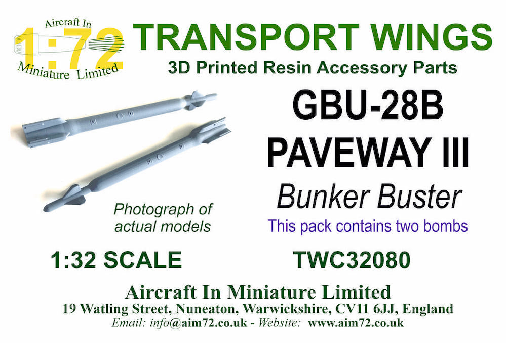 AIM - Transport Wings TWC32080 1:32 GBU-28B Paveway III Bunker Buster (pack of 2)