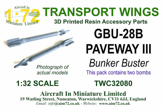 AIM - Transport Wings TWC32080 1:32 GBU-28B Paveway III Bunker Buster (pack of 2)