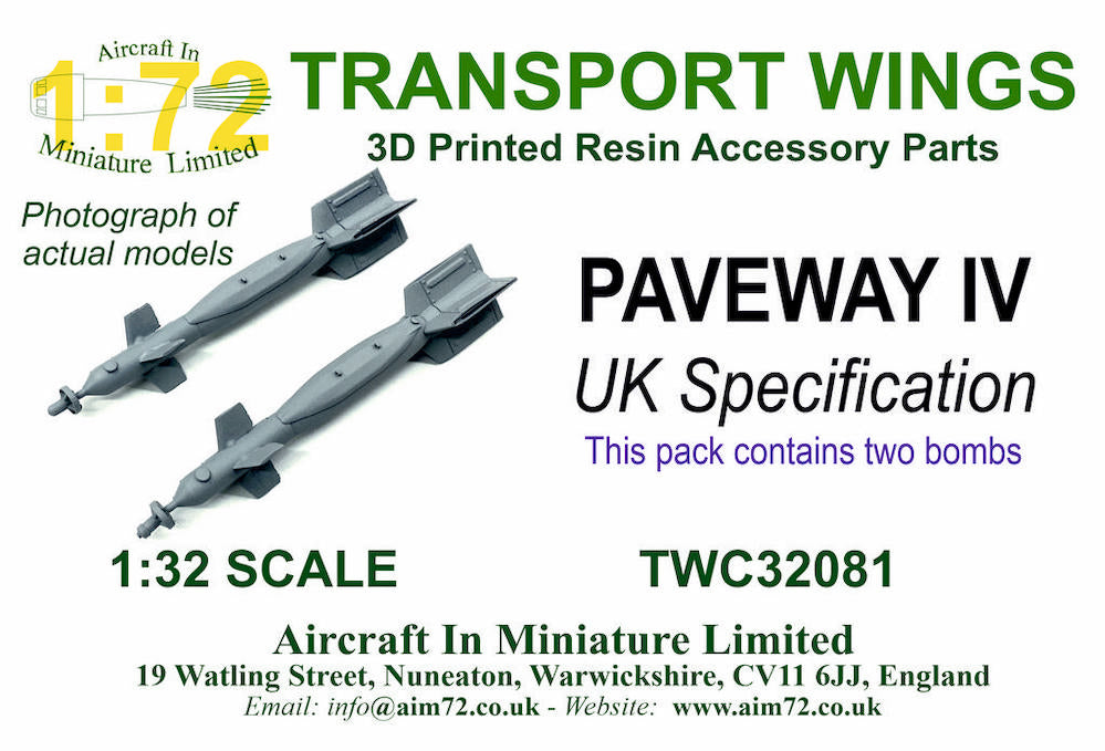 AIM - Transport Wings TWC32081 1:32 Paveway IV UK Specification (pack of 2) 3d-printed